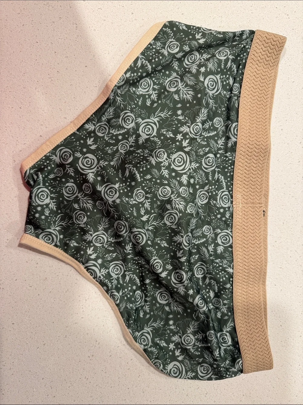 Kimuva Floral Bikini Briefs in Forest Green and Tan